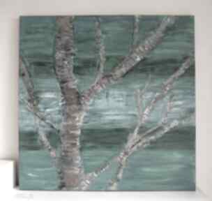 Obraz - drzewo turkus, zieleń akryl na płótnie lili arts, płótno, natura, skandynawski