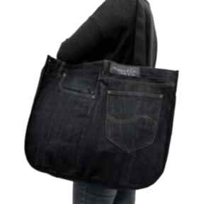 Duża torba upcykling jeans lee 106 od majunto na ramię, recykling