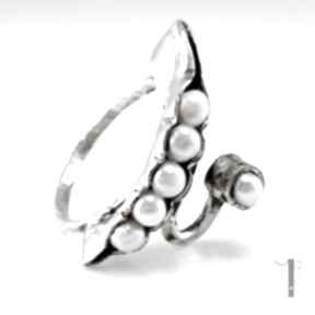 Pearly husk srebrny z perłami miechunka pierścionek, regulowany, srebro, perły, naturalne