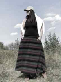 Boho spódnica sukienki qu design maxi, etno, wełna - folkowa jesienny styl
