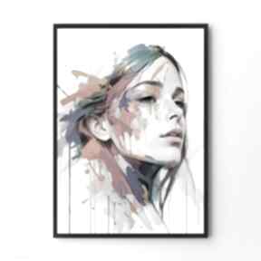 Plakat twarz portret abstrakcja kolor - format 30x40 cm plakaty hogstudio, kobieta, kolorowy
