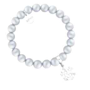 Niebieska z pereł swarovski® crystal ze srebrną sotho bransoletka, perły, śnieżynka, zima