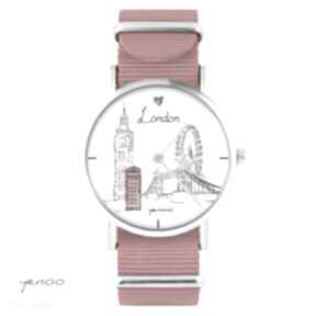 Zegarek, bransoletka - londyn czerwony, nato zegarki yenoo, grafika, prezent