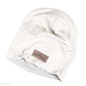 Beżowa gładka unisex go deco czapka, ciepła beanie, prezent, bawełna