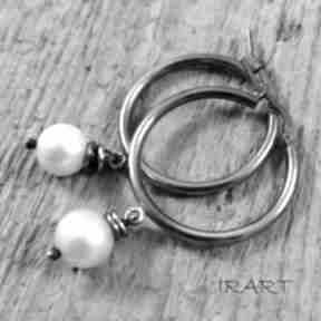 Biała perła w oksydowanym srebrze 925 - kolczyki 480 irart perła