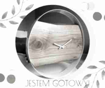 Biały nowoczesny zegar, prezent, dom drewno ścienny okrągły cuda