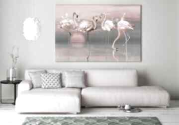 drukowany na płótnie 120x80cm 02601 ludesign gallery flamingi, ptaki obraz, grafika, do salonu
