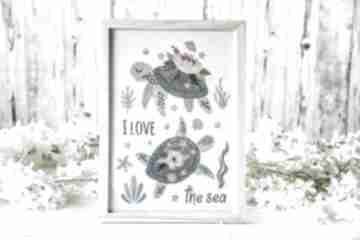 Plakat A4 - żółwiki pokoik dziecka mały koziołek, pokój, dziewczynki, ocean