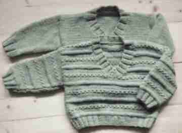 sweterki, komplet dla bliźniaków - miętowy sweterek niemowlęcy