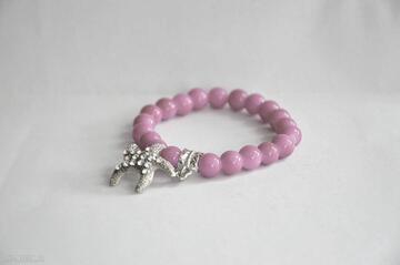Bracelet by: cyrkoniowa w różowych koralach sis charms, rozgwiazda, cyrkonie, różowy, nowość