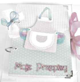 Pastelowy przepiśnik scrapbooking albumy wrzosowisko, fartuszek, przepisy, kucharska