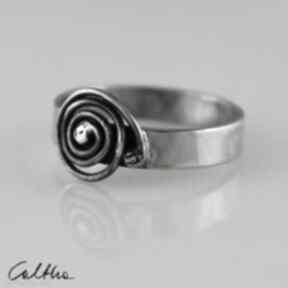 Pierścionek - pierścień srebro, srebrny, ślimak biżuteria caltha