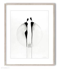 Grafika 40x50 cm wykonana ręcznie 3811099 art krystyna siwek czarno biała, abstrakcja