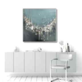 Abstrakcyjny obraz ręcznie malowany do salonu - pęknięty szmaragd 80x80 cm art is hard gallery
