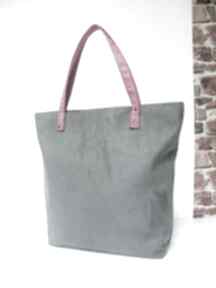 Shopper bag torebki czarnaowsianka szara, różowe, szyte, shoper