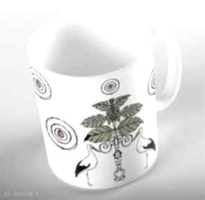 z bocianami kubki parallel world ceramika, kubek, bocian, folk, ornament, roślina
