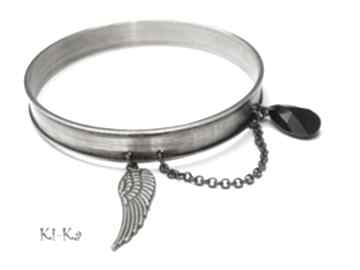 Ring collection - black angel ki ka pracownia mosiądz, metal, swarovski, skrzydło