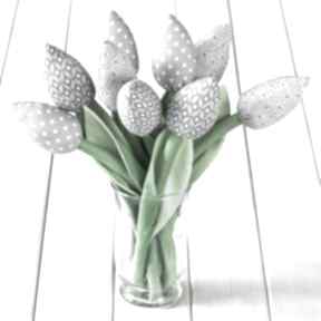 Tulipany szary bawełniany bukiet dekoracje myk studio z materiału, skandynawski