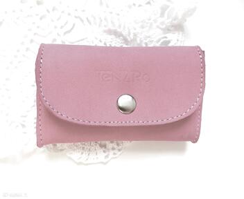 Portmonetka skórzana mini z zatrzaskiem różowa tenaro, prezent, portfel, dziecko