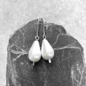 Kolczyki perły i miedź yvonne atelier, perłowe, na prezent, wiszące