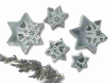 Pomysł na upominki! Zestaw 5 gwiazdek magnesów dekoracje ceramika ana magnesy świąteczne