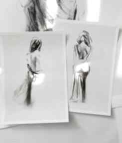 Komplet A3 dom galeria alina louka do sypalni - kobieta obraz, czarno grafiki, biały