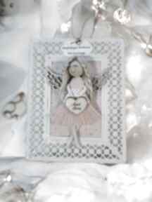 Anioł stróż babci ażurowa ramka 3 dekoracje kartkowelove aniołek, rekodzielo, dzień, prezent