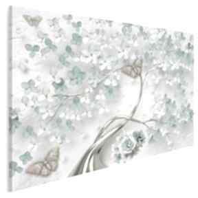 Obraz na płótnie - turkusowy złoty 120x80 cm 98801 vaku dsgn drzewo, kwiaty, ślub, dekoracja