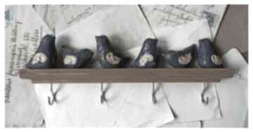 z granatowymi ptaszkami 30 cm wylęgarnia pomysłów ceramika, ptaszki, drewno, wieszak