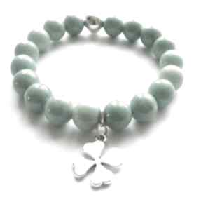 Bransoleta mint jade&clover camshella koniczyna, jadeity, zawieszka, charms