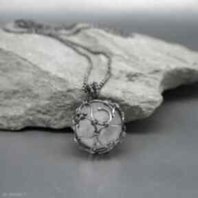 Kwarc różowy wisiorek "frealaf" wisiorki branicka art srebrny naszyjnik, wire wrapping, srebro