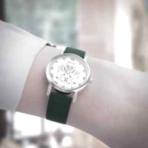 mały, zielony zegarki yenoo zegarek, silikonowy pasek, znak zodiaku, bliźnięta, dla niej