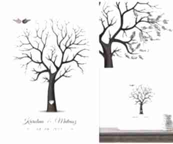 Drzewo wpisów weselnych: 50x70 cm i 3 tusze kreatywne ślub, wesele, księga, gości