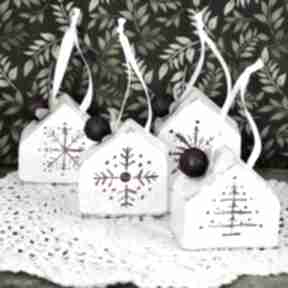 Pomysł na prezent. Domki - zestaw 3 dekoracje świąteczne mały koziołek bombka, domek, choinka