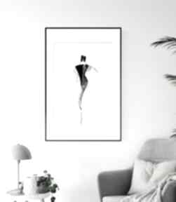 Grafika 50x70 cm wykonana ręcznie, abstrakcja, styl skandynawski, czarno biała, 2527082 plakaty