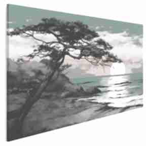 Obraz na płótnie - krajobraz zachód 120x80 cm 113801 vaku dsgn morze, bałtyk, drzewo, słońca