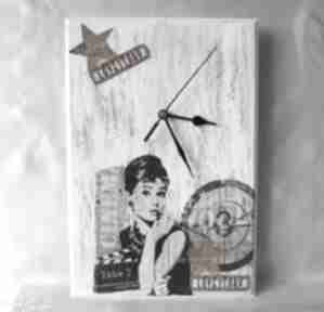 Zegar audrey hepburn zegary margeritka, decoupage, prezent