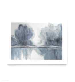 Niebieskie formatu 18x24 cm paulina lebida akwarela, papier, drzewa