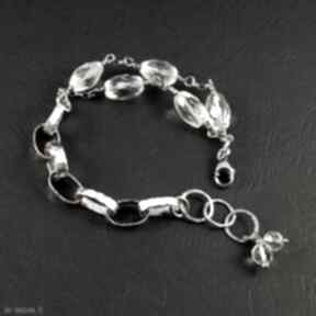 Kryształ górski - bransoletka masywny srebrny łańcuszek prezent ewasko