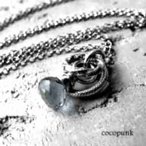 Srebro i granatowy - naszyjniki cocopunk delikatny, kwarc, srebrny, rockowy, glamour