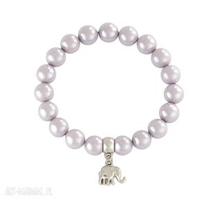 Lilac pearl with elephant perła słonik delikatna bransoletka