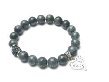 Petrol heart marmur swarovski serce shamballa bransoletka