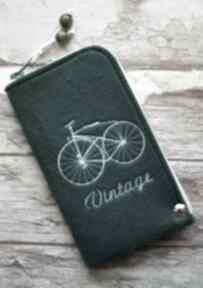 Filcowe etui na telefon - vintage bike happy art smartfon, pokrowiec, rower, retro, prezent