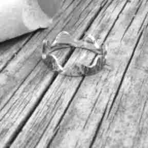 Obrączka srebro 925 moletowana w stylu gór 08 loopart pierścionek góry, oksydowana, młotkowana