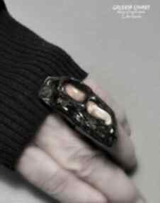 Bursztynowy pierścień duży, bursztyn bałtycki w 3 kolorach jedyny swoim rodzaju prezent