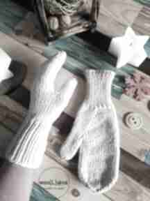 Wełniane merynoski - jasny beż love rękawiczki, prezent, wełna z merynosa, pure wool