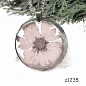 Z1328 naszyjnik z suszonymi kwiatami herbarium jewelry terrarium, biżuteria z żywicy