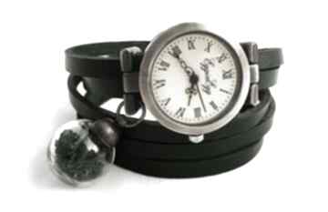 Prawdziwy mech - zegarek bransoletka na skórzanym pasku zegarki eggin egg, zawieszka