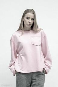 crop - cindi różowa trzy foru basic, luźna bluza, surowa, crop damski