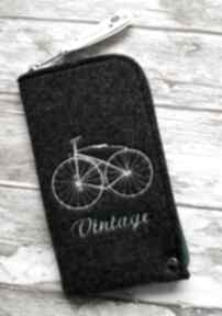 Filcowe etui na telefon - vintage bike happy art pokrowiec, smartfon, filc, retro, rower